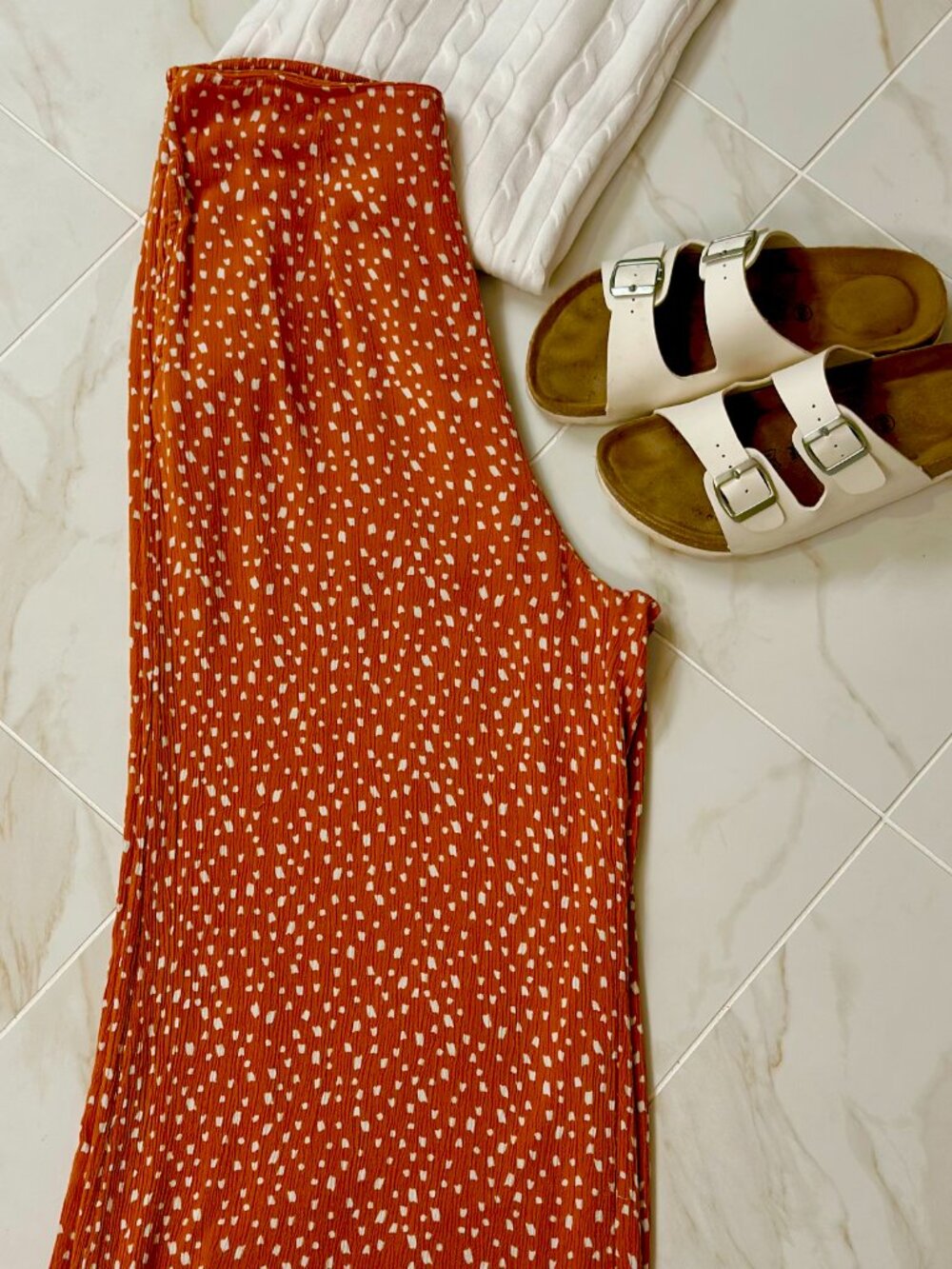 ROXY Wide Leg Pants Sz. L Good Used Condition Orange White Womens